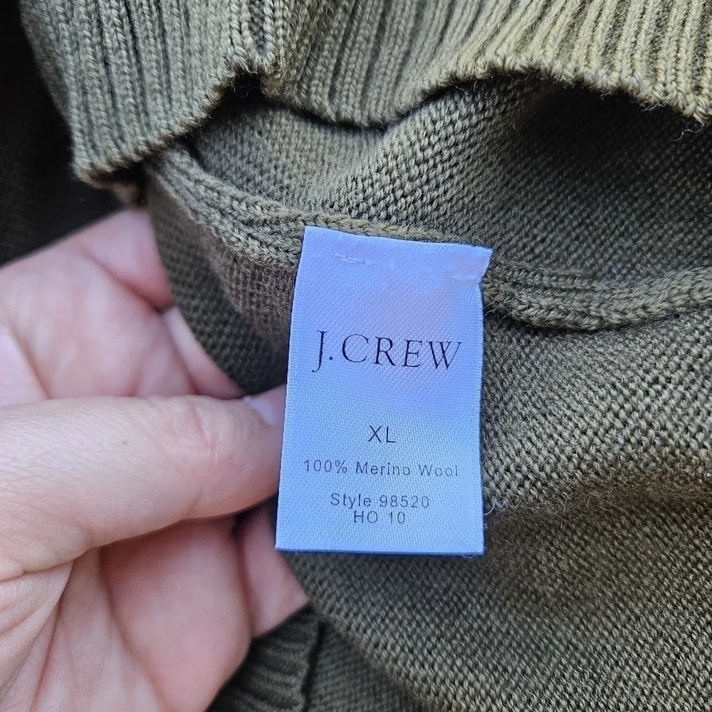 J. Crew dark olive merino wool quarter zip sweater XL